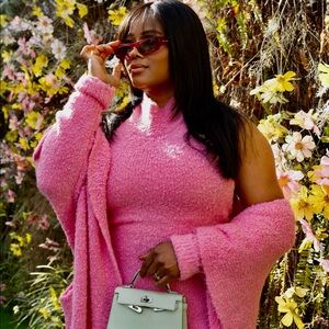 Seroya Pink Chenille Halter Dress and Jacket